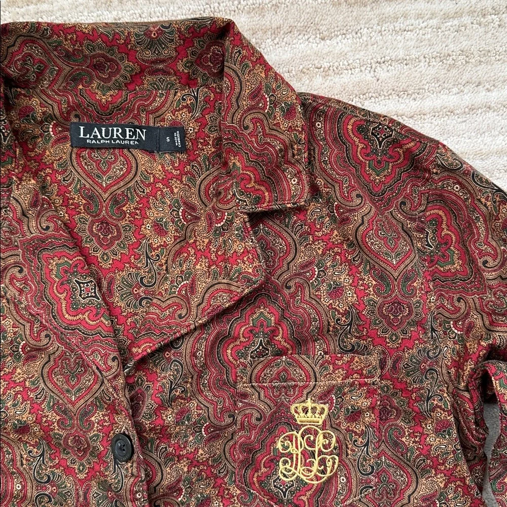 EUC Lauren Ralph Lauren Women's 2-Pc. Paisley-Print Pajamas Set Size Small